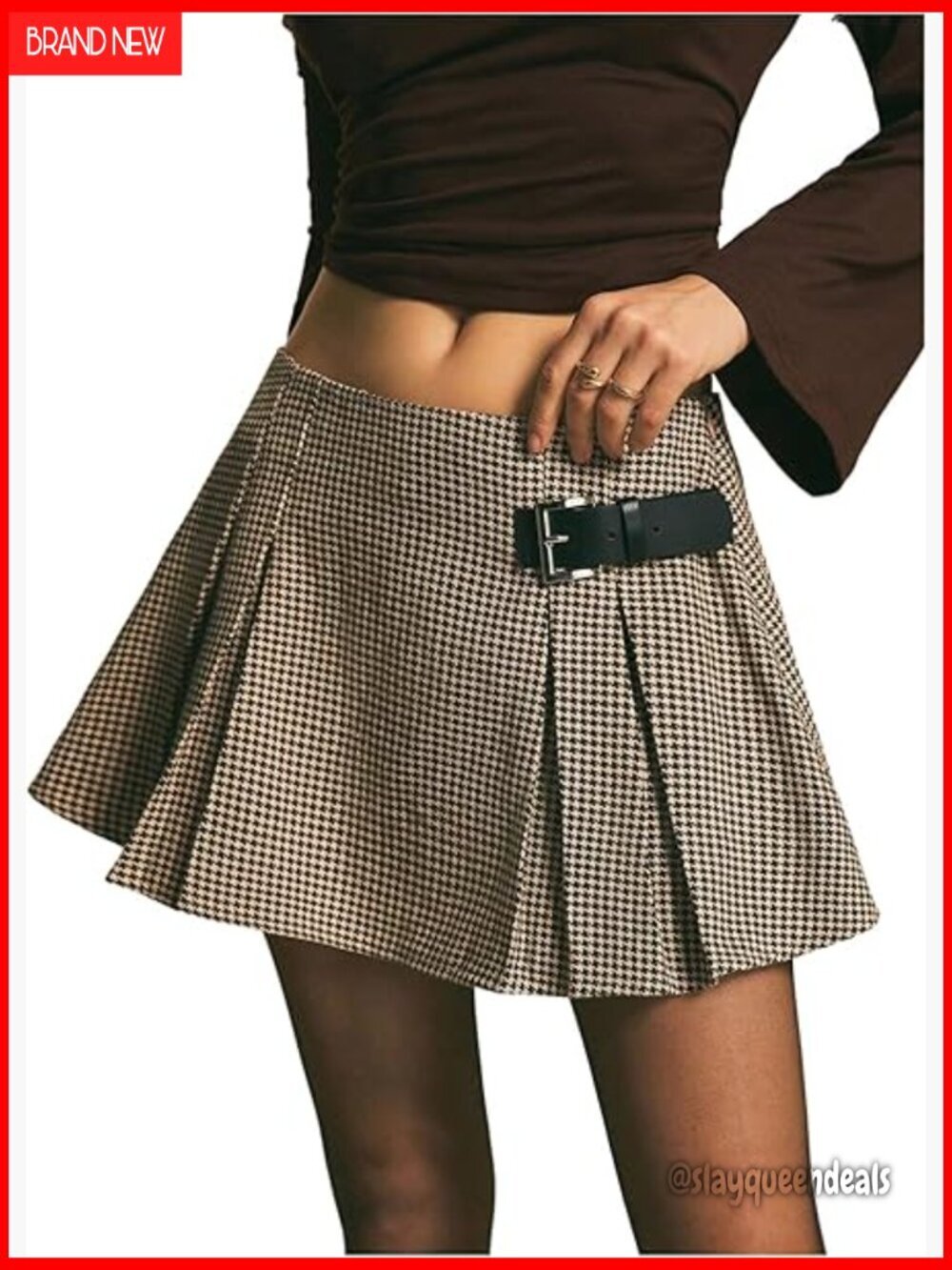 Polyester Pleated Mini Skirt A-Line Mid Rise Casual Summer Outfit